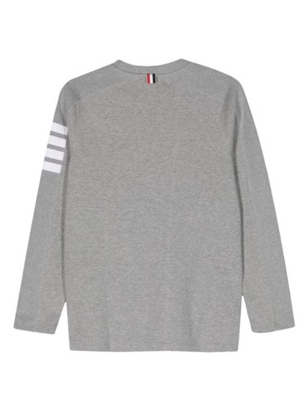 4-Bar Striped Cotton Long Sleeve T-Shirt Light Grey - THOM BROWNE - BALAAN 3