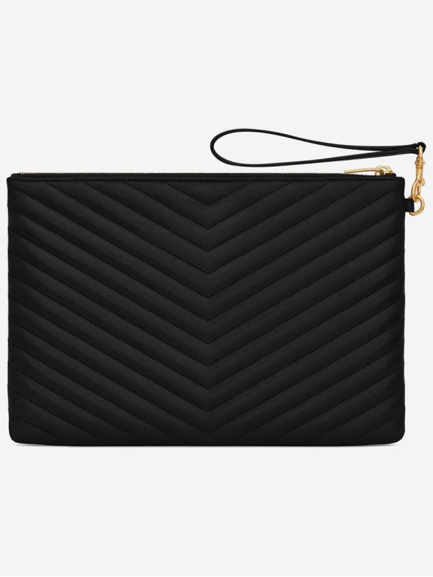 Gold Monogram Matelasse Clutch Bag Black - SAINT LAURENT - BALAAN 3