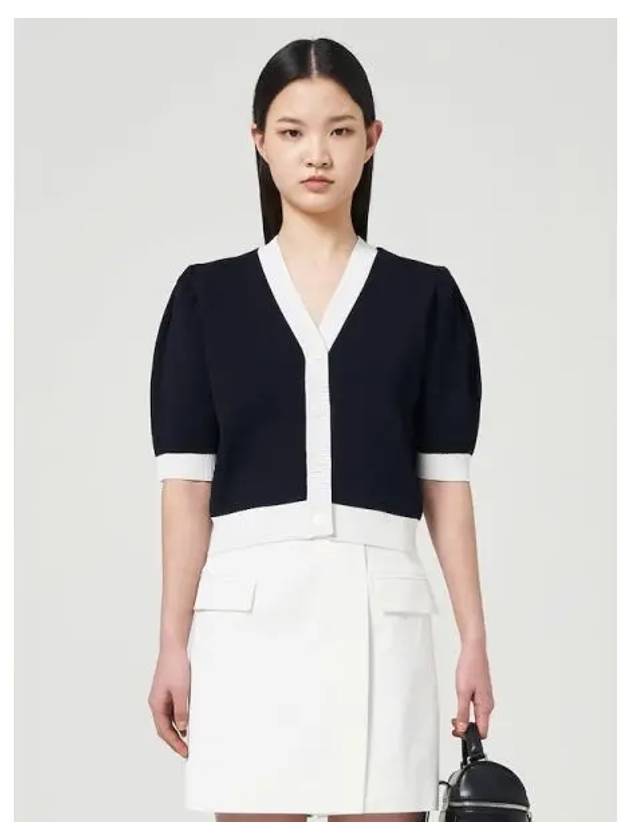 Color combination volume short sleeve cardigan navy domestic product GM0024021526461 - JUUN.J - BALAAN 1