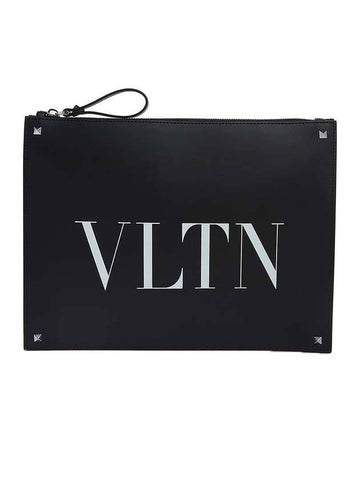 VLTN Logo Clutch Bag Black - VALENTINO - BALAAN 1