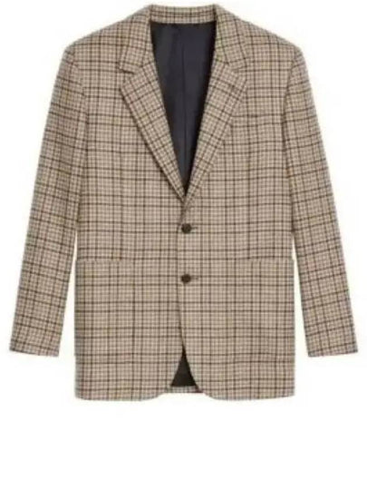 Check Cashmere Wool Blazer Jacket Brown - CELINE - BALAAN 2