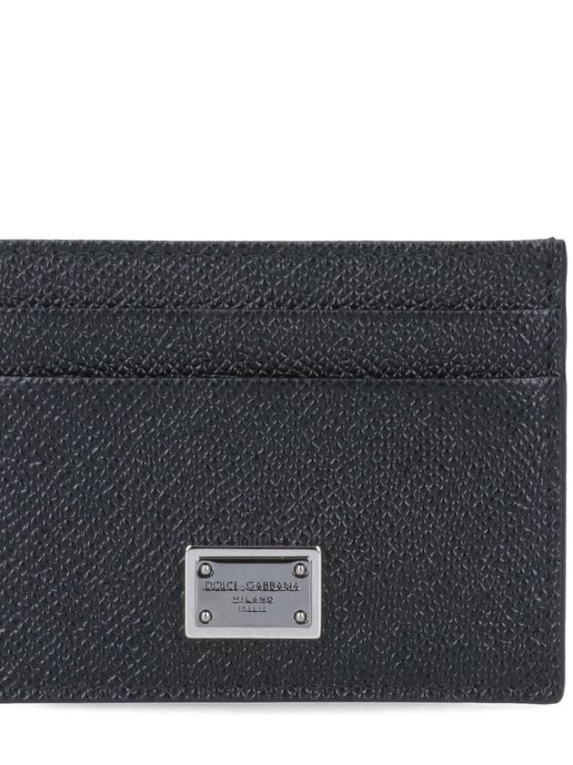 Metal Logo Calfskin Card Wallet Black - DOLCE&GABBANA - BALAAN 4