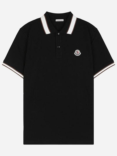 Logo Patch Polo Shirt Black - MONCLER - BALAAN 2