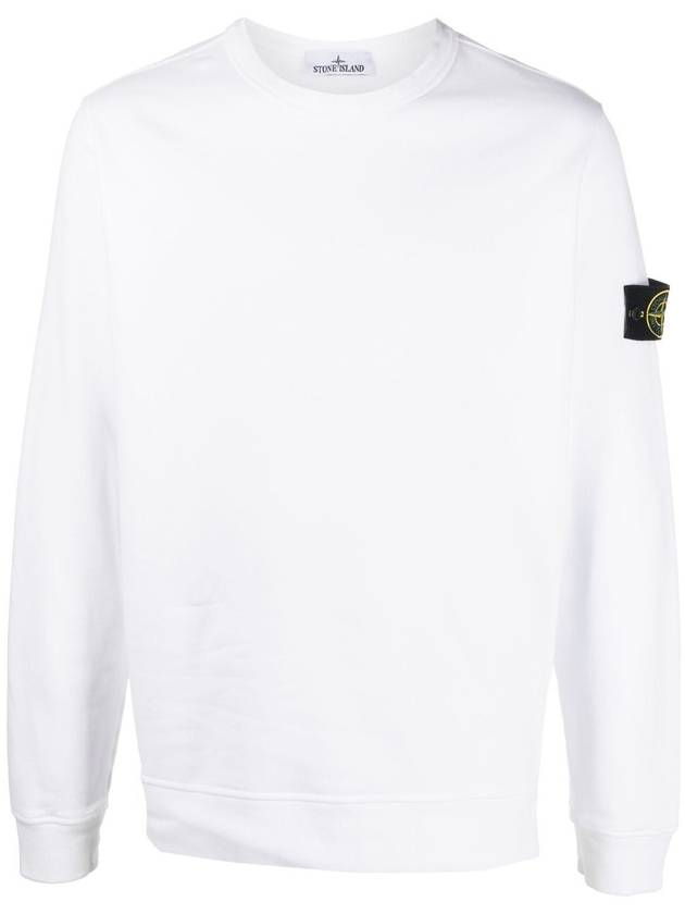 Brushed Cotton Fleece Garment Dyed Crewneck Sweatshirt White - STONE ISLAND - BALAAN 5