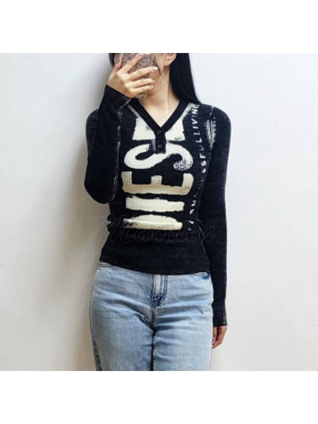 M Arita Logo Print Knit Top Black - DIESEL - BALAAN 2