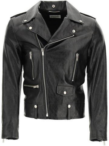 Classic Motorcycle Leather Jacket Black - SAINT LAURENT - BALAAN 1