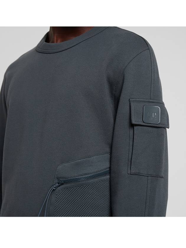 Metropolis Diagonal Fleece Utility Pocket Sweatshirt Charcoal - CP COMPANY - BALAAN.