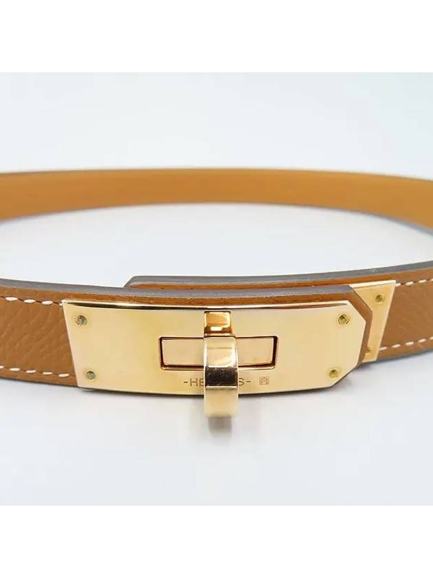 H069853CD37 Brown Leather Kelly 18 Turn Lock Detail Women s Belt - HERMES - BALAAN 3