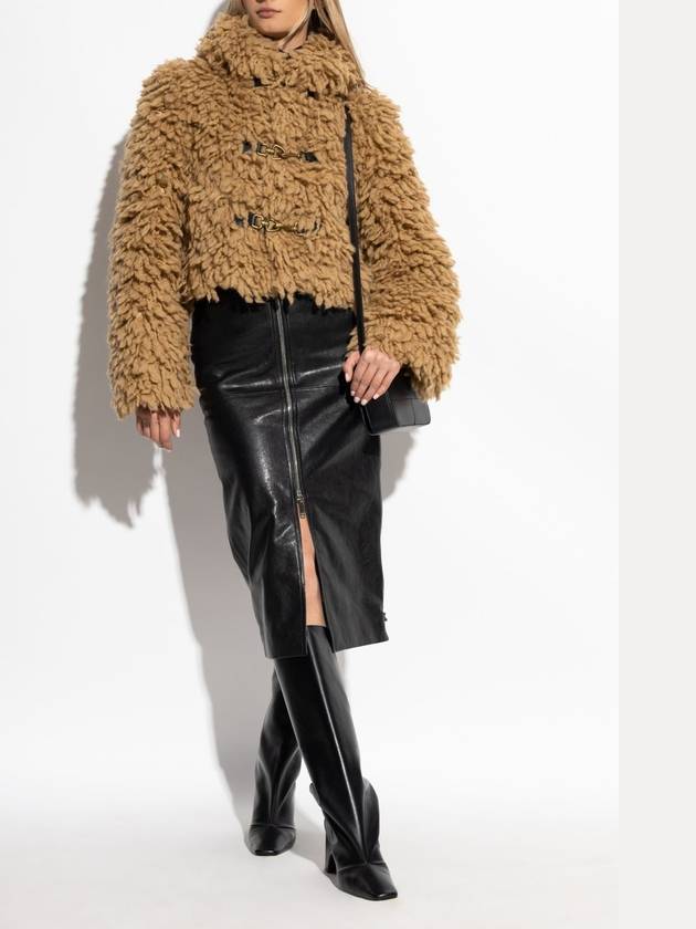 Fringe Cropped Wool Blend Shearling Flax - BURBERRY - BALAAN 3