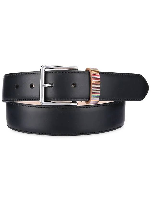 Signature Striped Leather Belt Black - PAUL SMITH - BALAAN 4