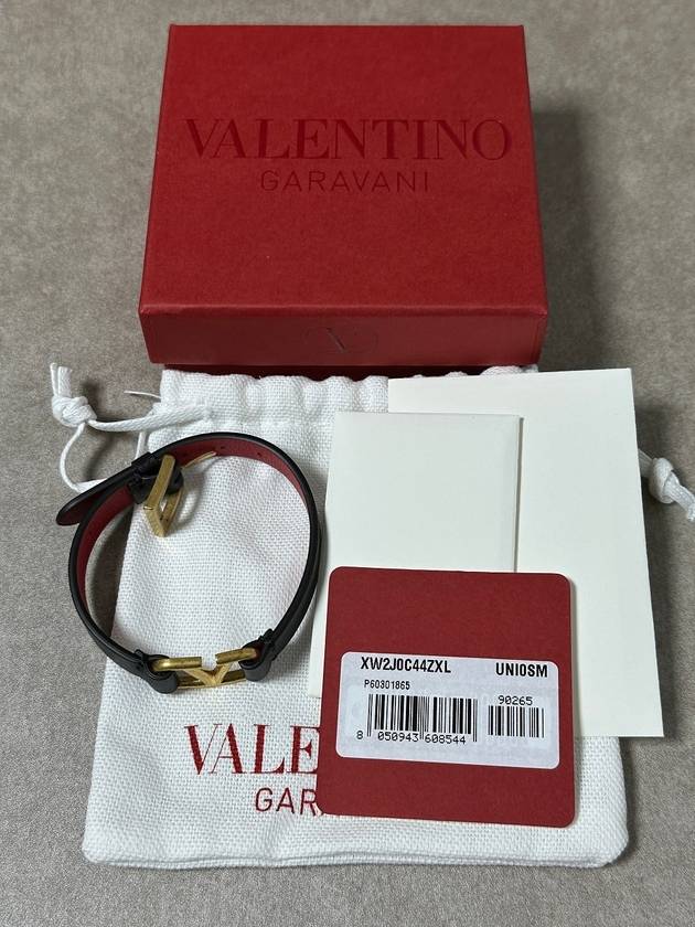 Women s V Logo Leather Bracelet Black XW2J0C44ZXL - VALENTINO - BALAAN 5