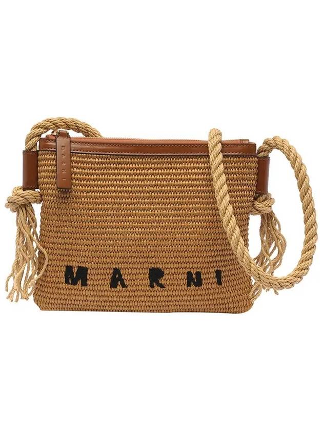 Logo Cotton Shoulder Bag Brown - MARNI - BALAAN 3