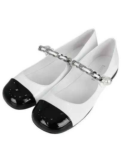 Patent Leather Ballerina Black White - MIU MIU - BALAAN 2