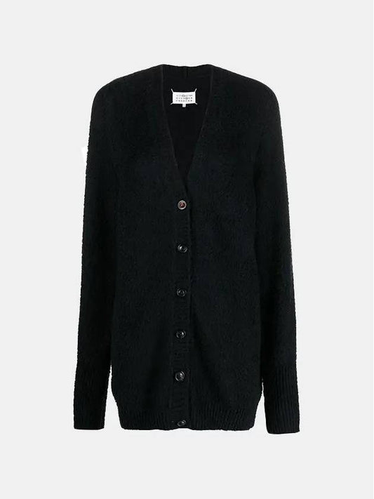 V-Neck Stitch Oversized Knit Cardigan Black - MAISON MARGIELA - BALAAN 2