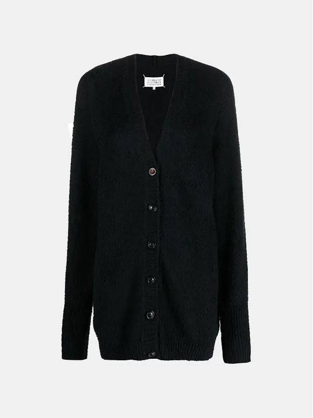 V-Neck Stitch Oversized Knit Cardigan Black - MAISON MARGIELA - BALAAN 4