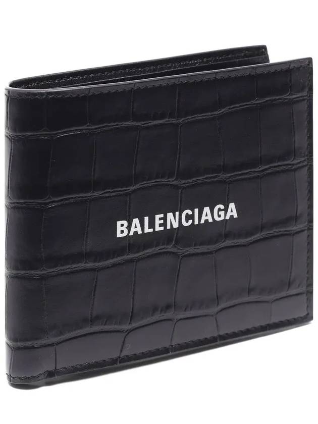 Logo Crocodile Effect Half Wallet Black - BALENCIAGA - BALAAN 3