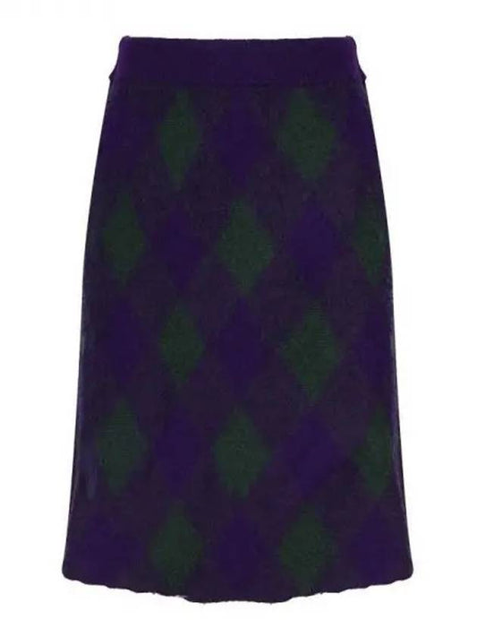 Argyle Wool A-Line Skirt Purple - BURBERRY - BALAAN 2