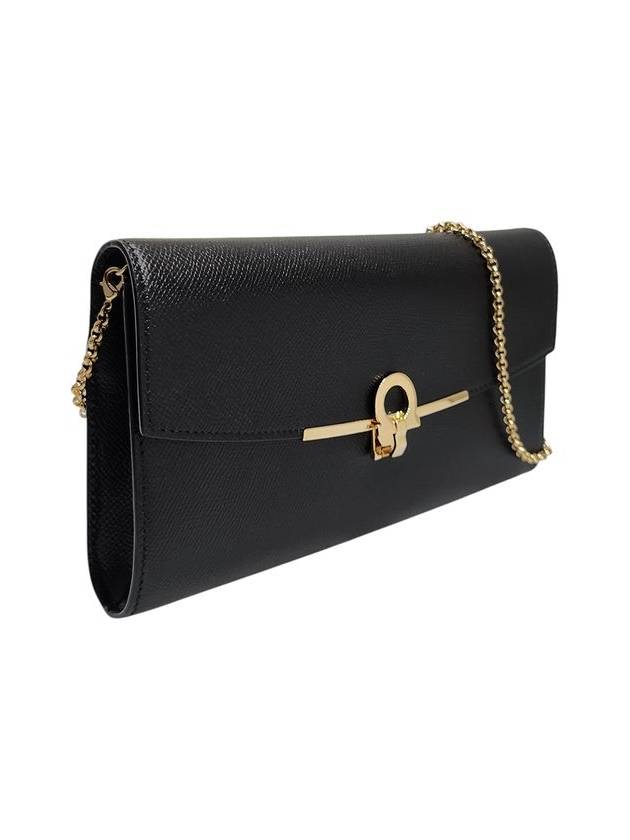 Ferragamo 212965 Black Leather Gancini Mini Chain Shoulder Bag - SALVATORE FERRAGAMO - BALAAN 2