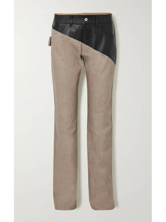 Bottega Veneta Brown Leather Jeans - BOTTEGA VENETA - BALAAN 1