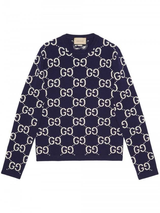 GG Wool Jacquard Knit Top Blue - GUCCI - BALAAN 1