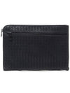 Intrecciato Weaving Zipper Clutch Bag Grey - BOTTEGA VENETA - BALAAN 2