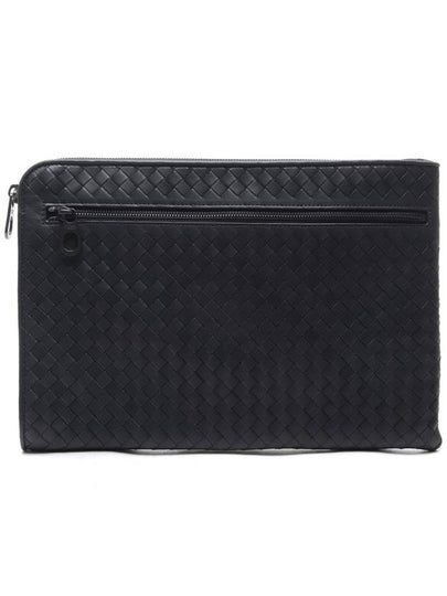 Intrecciato Weaving Zipper Clutch Bag Grey - BOTTEGA VENETA - BALAAN 2