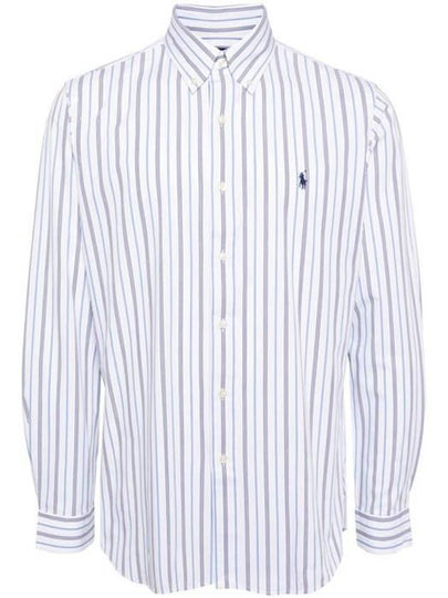 Embroidered Pony Logo Striped Long Sleeve Shirt Blue White - POLO RALPH LAUREN - BALAAN 2