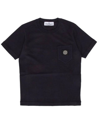 Kids Compass Patch Short Sleeve T-Shirt Navy - STONE ISLAND - BALAAN 1