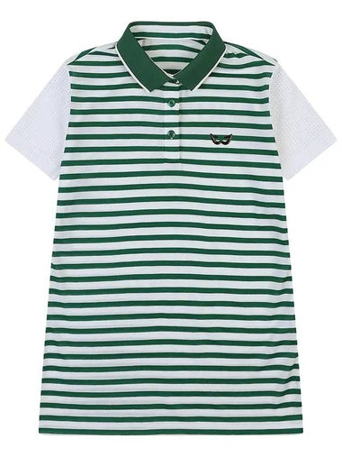 Poly Rayon Stripe Yoko Golf T-Shirt GREEN - WHITEBALL - BALAAN 1