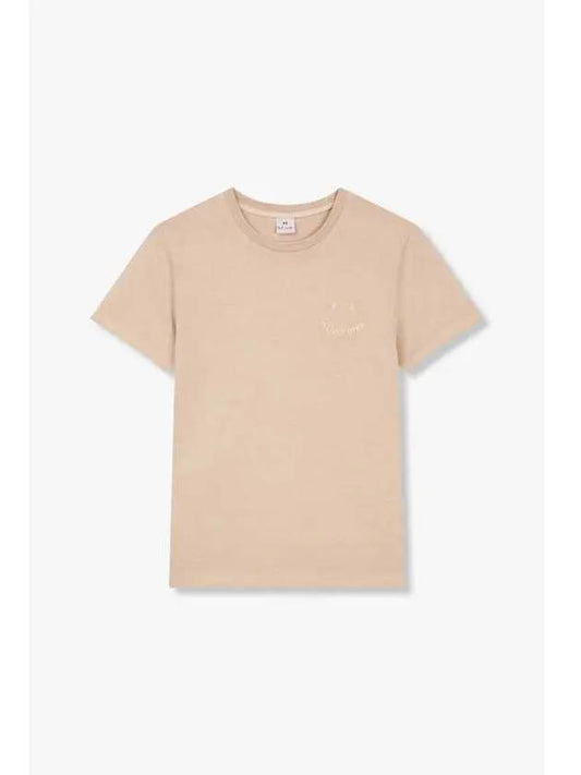 30 9 29 PS Women Embroidery Happy Logo T Shirt Beige - PAUL SMITH - BALAAN 1