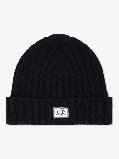 Extra Fine Merino Wool Logo Beanie Black - CP COMPANY - BALAAN 2