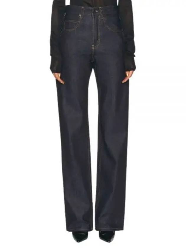 High Rise Denim Straight Jeans Blue - SAINT LAURENT - BALAAN 2