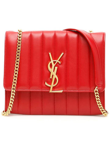 Monogram Vicky Mini Shoulder Bag Red - SAINT LAURENT - BALAAN 1