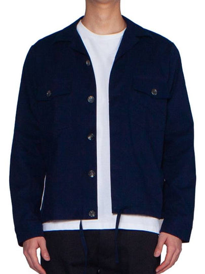 Drawstring Classic Over Long Sleeve Shirt Navy - AMI - BALAAN 2