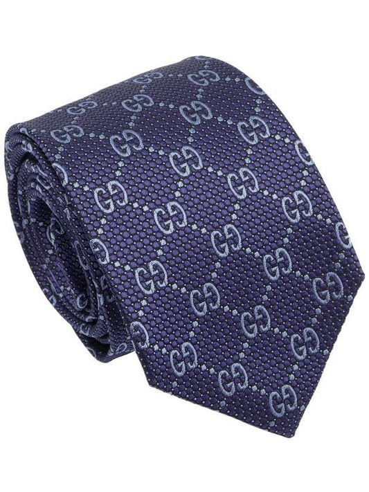 Men's GG Dot Pattern Silk Necktie Navy - GUCCI - BALAAN 1