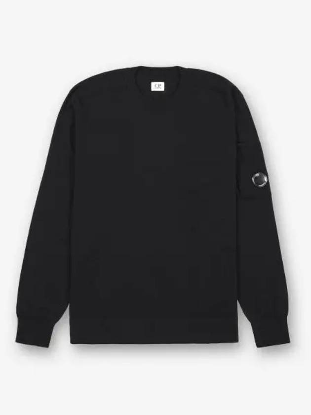 Extra Fine Merino Wool Crew Neck Knit Top Black - CP COMPANY - BALAAN 2