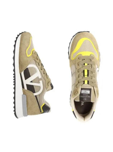 V Logo Low Top Sneakers Yellow - VALENTINO - BALAAN 1