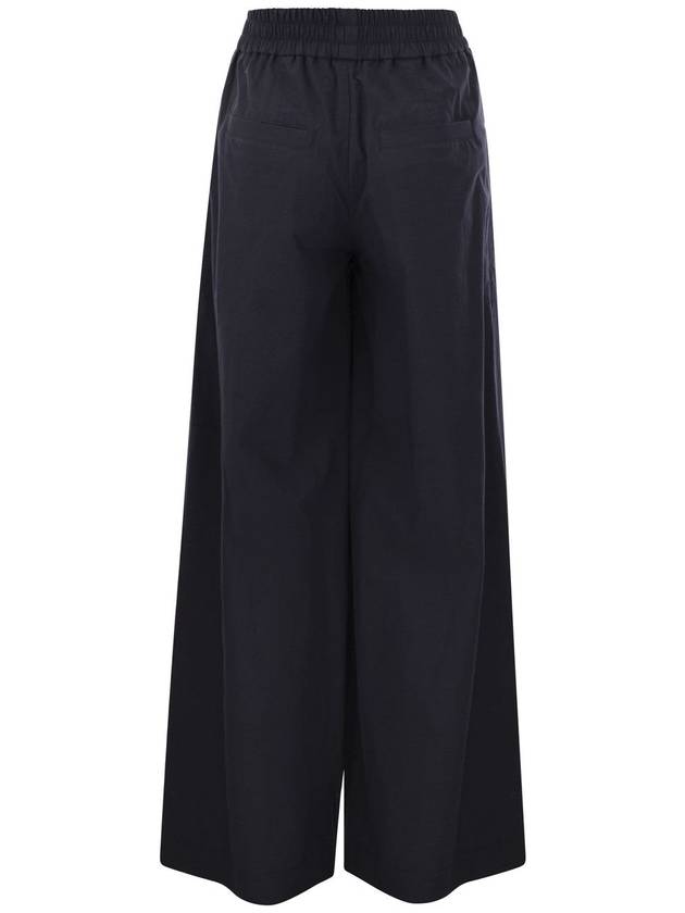 Light Cotton Wide Pants Dark Blue - BRUNELLO CUCINELLI - BALAAN 3