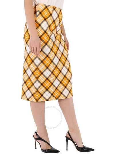 Burberry Ladies Citrus Orange Check Print Stretch Jersey Pencil Skirt, Brand Size 6 (US Size 4) - BURBERRY - BALAAN 2