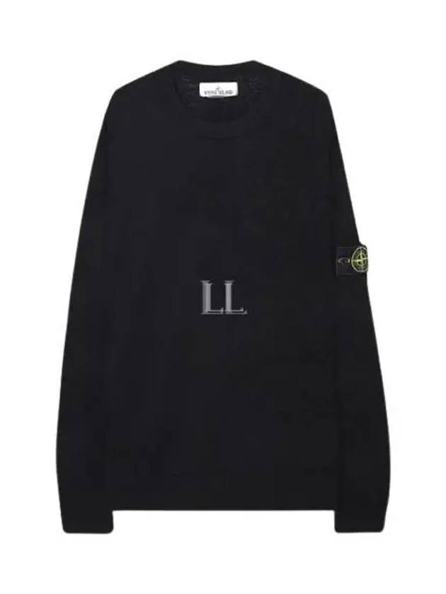 Soft Cotton Crewneck Knit Sweatshirt Black - STONE ISLAND - BALAAN 2