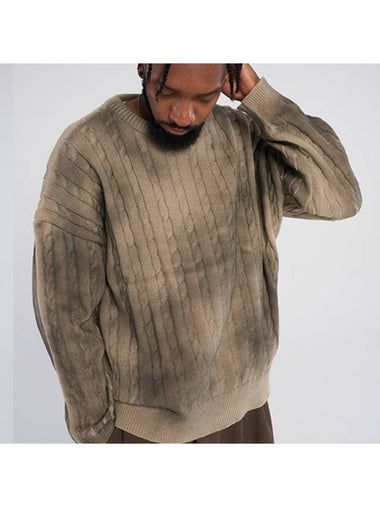 Dirty Spray R Twisted Knitwear Beige - TENER - BALAAN 1