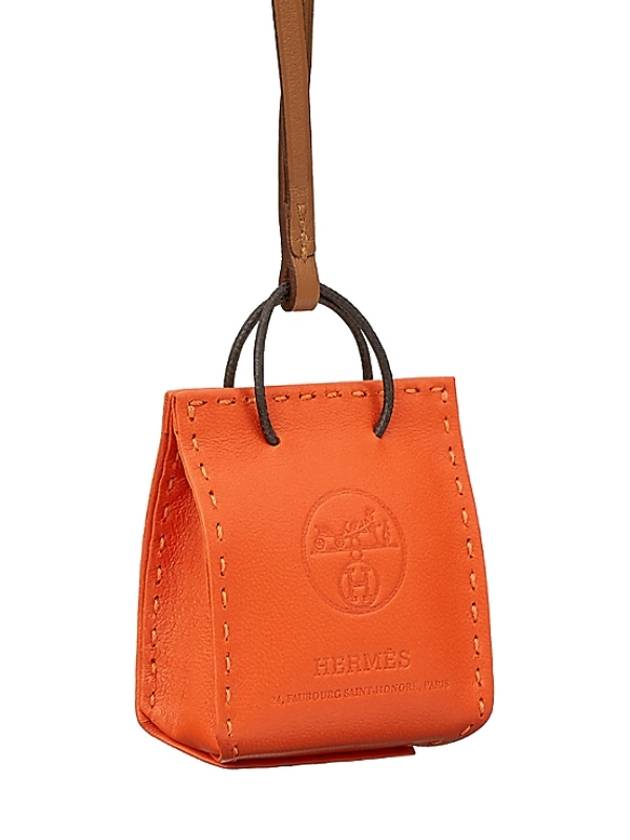 Charm Calfskin Bag Charm Orange Brown Gold - HERMES - BALAAN 5