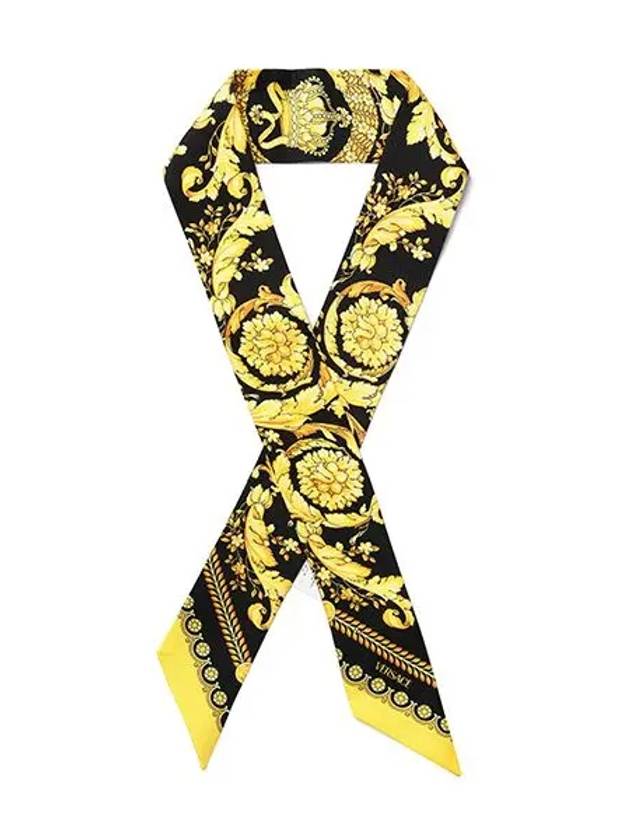 Barocco Print Silk Scarf Yellow Black - VERSACE - BALAAN 2