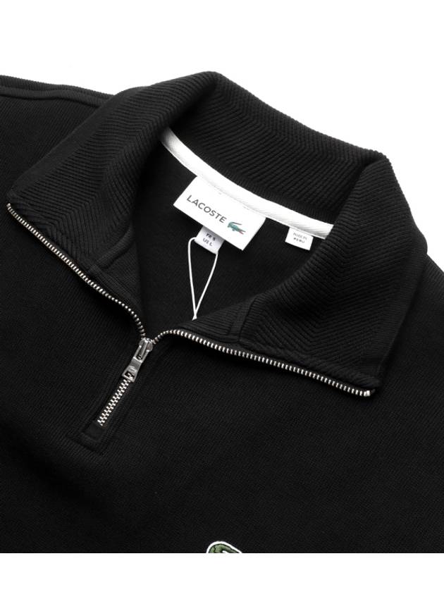 Logo Half Zip Up Cotton Sweatshirt Black - LACOSTE - BALAAN 4