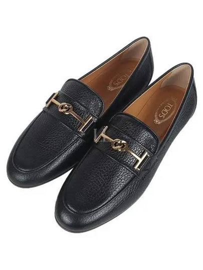 Women's Double T Logo Leather Loafers Black - TOD'S - BALAAN 2