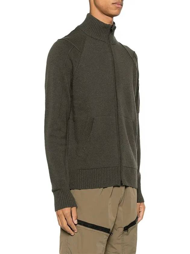 Lambswool GRS Zipped Cardigan Green - CP COMPANY - BALAAN 3