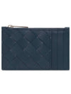 Intrecciato Zipper Card Wallet Navy - BOTTEGA VENETA - BALAAN 1