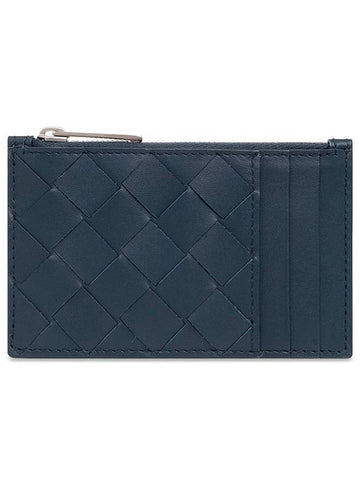 Intrecciato Zipper Card Wallet Navy - BOTTEGA VENETA - BALAAN 1