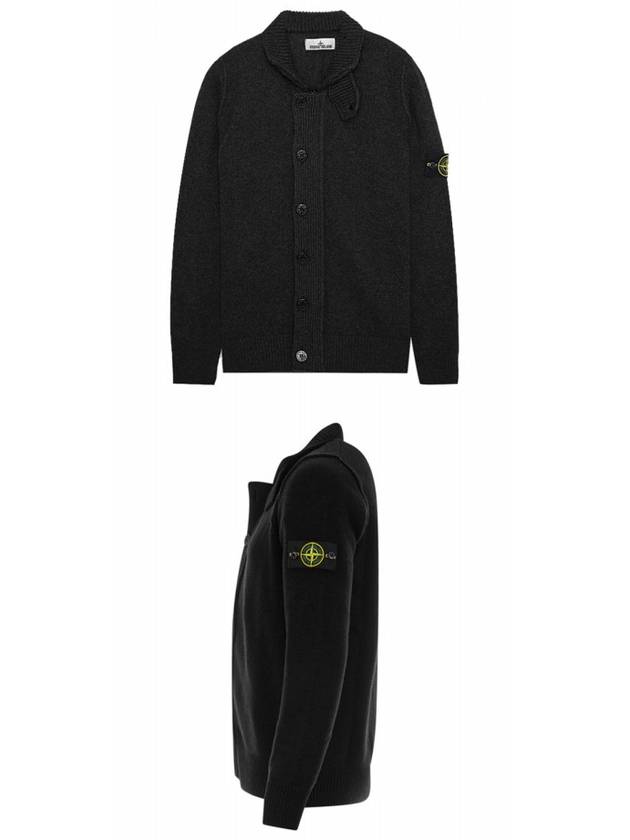 Lambswool Knit Cardigan Black - STONE ISLAND - BALAAN 6