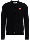 Men's Red Heart Wappen Wool Cardigan Black - COMME DES GARCONS PLAY - BALAAN 2